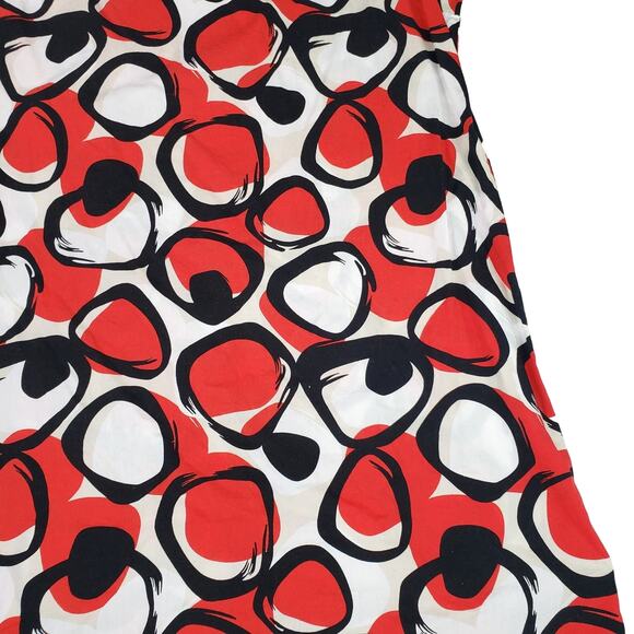 GEORGE RETRO 60'S COTTON A-LINE RED & BLACK GEOMETRIC MINI DRESS SIZE LARGE - Picture 5 of 6
